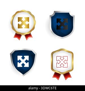 Abstract Expand Arrow Badge and Label Collection, can be used for business designs, presentation designs or any suitable designs. Stock Vector