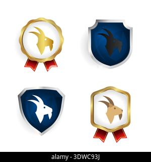 Abstract Flat Goat Head Badge and Label Collection, can be used for business designs, presentation designs or any suitable designs. Stock Vector