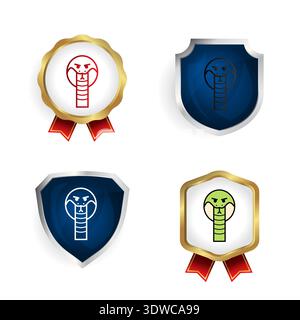 Abstract Flat Cobra Head Badge and Label Collection, can be used for business designs, presentation designs or any suitable designs. Stock Vector