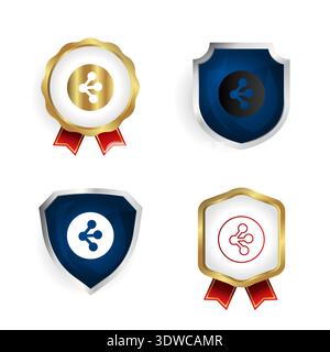 Abstract Share Icon Badge and Label Collection, can be used for business designs, presentation designs or any suitable designs. Stock Vector