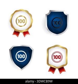 Abstract Speed Limit 100 Badge and Label Collection, can be used for business designs, presentation designs or any suitable designs. Stock Vector