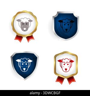 Abstract Flat Sheep Head Badge and Label Collection, can be used for business designs, presentation designs or any suitable designs. Stock Vector