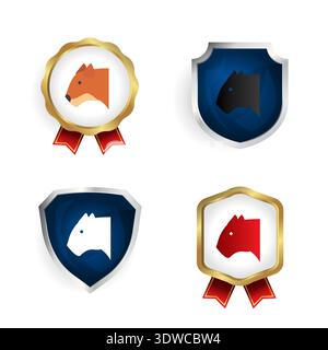 Abstract Flat Tiger Head Badge and Label Collection, can be used for business designs, presentation designs or any suitable designs. Stock Vector