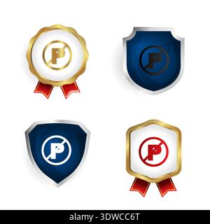 Abstract No Parking Badge and Label Collection, can be used for business designs, presentation designs or any suitable designs. Stock Vector