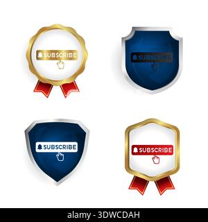 Abstract Subscribe Badge and Label Collection, can be used for business designs, presentation designs or any suitable designs. Stock Vector