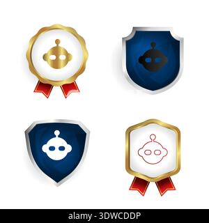 Abstract Chatbot Badge and Label Collection, can be used for business designs, presentation designs or any suitable designs. Stock Vector