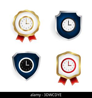 Abstract Clock Badge and Label Collection, can be used for business designs, presentation designs or any suitable designs. Stock Vector
