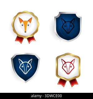 Abstract Flat Fox Head Badge and Label Collection, can be used for business designs, presentation designs or any suitable designs. Stock Vector