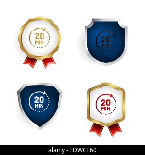 Abstract 20 Minutes Badge and Label Collection, can be used for business designs, presentation designs or any suitable designs. Stock Vector