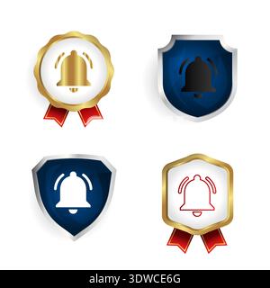 Abstract Notification Bell Badge and Label Collection, can be used for business designs, presentation designs or any suitable designs. Stock Vector