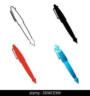 Abstract Fountain Pen Silhouette Illustration, can be used for business designs, presentation designs or any suitable designs. Stock Vector