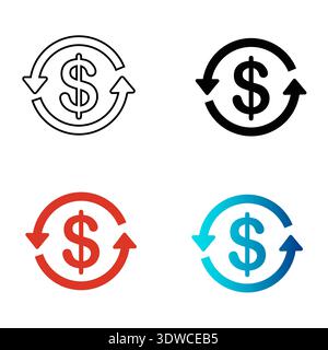 Abstract Cash Flow Silhouette Illustration, can be used for business designs, presentation designs or any suitable designs. Stock Vector