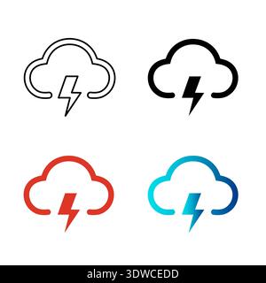 Abstract Cloud Lightning Silhouette Illustration, can be used for business designs, presentation designs or any suitable designs. Stock Vector