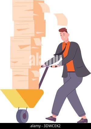 Document pile for office employee. Business paper stack isolated on white background Stock Vector