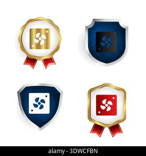 Abstract Computer Fan Badge and Label Collection, can be used for business designs, presentation designs or any suitable designs. Stock Vector