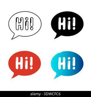 Abstract Hi Message Silhouette Illustration, can be used for business designs, presentation designs or any suitable designs. Stock Vector