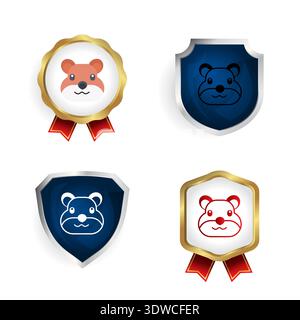 Abstract Flat Squirrel Head Badge and Label Collection, can be used for business designs, presentation designs or any suitable designs. Stock Vector
