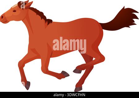 Galloping horse color icon. Running animal character isolated on white background Stock Vector