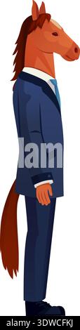 Businessman with horse head and tail side view isolated on white background Stock Vector