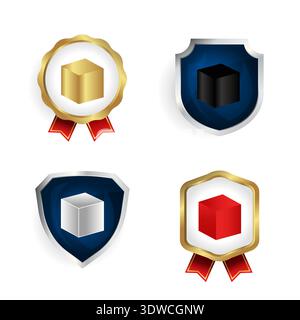 Abstract Cube Badge and Label Collection, can be used for business designs, presentation designs or any suitable designs. Stock Vector