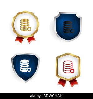 Abstract Database Cloud Badge and Label Collection, can be used for business designs, presentation designs or any suitable designs. Stock Vector