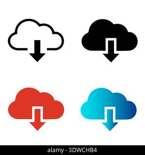 Abstract Cloud Data Download Silhouette Illustration, can be used for business designs, presentation designs or any suitable designs. Stock Vector