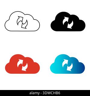 Abstract Cloud Data Synchronization Silhouette Illustration, can be used for business designs, presentation designs or any suitable designs. Stock Vector