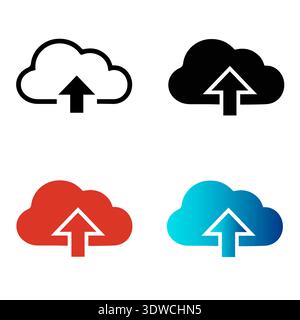 Abstract Cloud Data Upload Silhouette Illustration, can be used for business designs, presentation designs or any suitable designs. Stock Vector