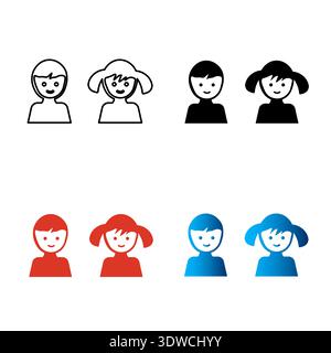 Abstract Children Silhouette Illustration, can be used for business designs, presentation designs or any suitable designs. Stock Vector
