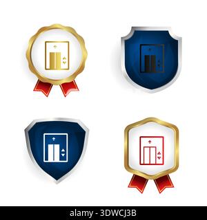 Abstract Lift Elevator Badge and Label Collection, can be used for business designs, presentation designs or any suitable designs. Stock Vector