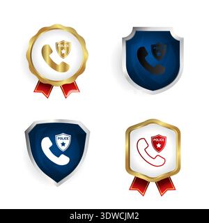 Abstract Call Police Badge and Label Collection, can be used for business designs, presentation designs or any suitable designs. Stock Vector