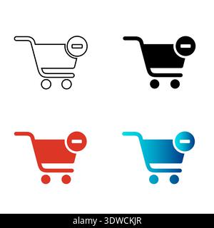 Abstract Delete Cart Item Silhouette Illustration, can be used for business designs, presentation designs or any suitable designs. Stock Vector