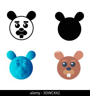 Abstract Flat Beaver Head Silhouette Illustration, can be used for business designs, presentation designs or any suitable designs. Stock Vector