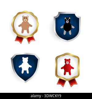 Abstract Flat Bear Animal Badge and Label Collection, can be used for business designs, presentation designs or any suitable designs. Stock Vector