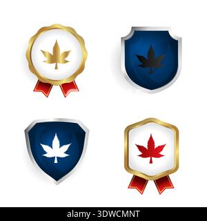 Abstract Marijuana Badge and Label Collection, can be used for business designs, presentation designs or any suitable designs. Stock Vector