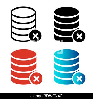 Abstract Database Delete Silhouette Illustration, can be used for business designs, presentation designs or any suitable designs. Stock Vector