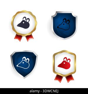 Abstract Mouse Head Badge and Label Collection, can be used for business designs, presentation designs or any suitable designs. Stock Vector