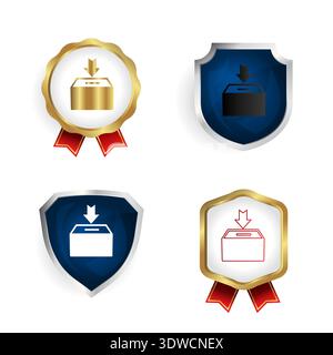 Abstract Donate Box Badge and Label Collection, can be used for business designs, presentation designs or any suitable designs. Stock Vector