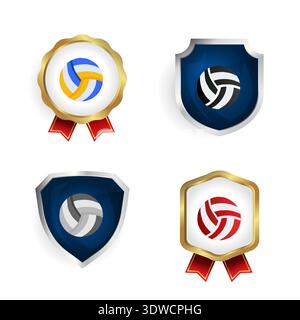 Abstract Volleyball Badge and Label Collection, can be used for business designs, presentation designs or any suitable designs. Stock Vector