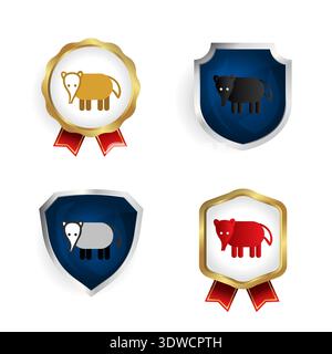 Abstract Flat Ant Eater Badge and Label Collection, can be used for business designs, presentation designs or any suitable designs. Stock Vector