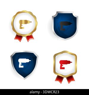 Abstract Drill Badge and Label Collection, can be used for business designs, presentation designs or any suitable designs. Stock Vector