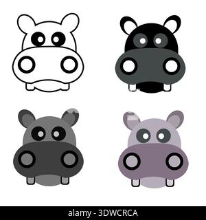 Abstract Flat Hippopotamus Head Silhouette Illustration, can be used for business designs, presentation designs or any suitable designs. Stock Vector