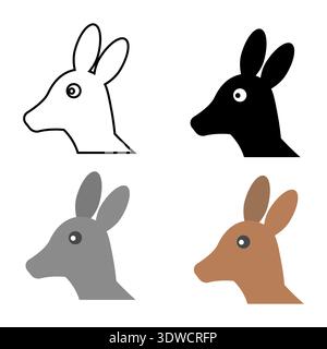 Abstract Flat Kangaroo Head Silhouette Illustration, can be used for business designs, presentation designs or any suitable designs. Stock Vector