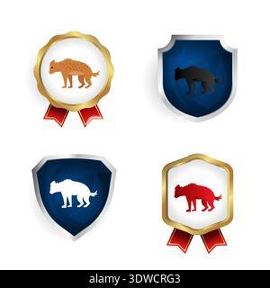 Abstract Flat Hyena Animal Badge and Label Collection, can be used for business designs, presentation designs or any suitable designs. Stock Vector
