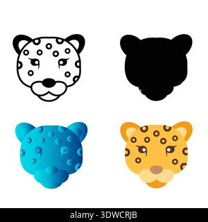 Abstract Flat Leopard Head Silhouette Illustration, can be used for business designs, presentation designs or any suitable designs. Stock Vector