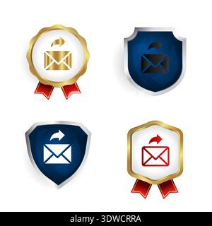 Abstract Email Forward Badge and Label Collection, can be used for business designs, presentation designs or any suitable designs. Stock Vector