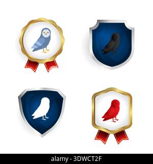 Abstract Flat Owl Bird Badge and Label Collection, can be used for business designs, presentation designs or any suitable designs. Stock Vector