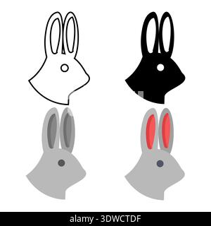 Abstract Flat Rabbit Head Silhouette Illustration, can be used for business designs, presentation designs or any suitable designs. Stock Vector