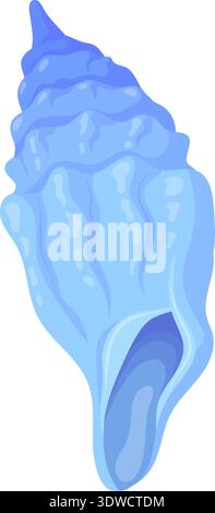 King crown shell. Blue decorative seashell icon isolated on white background Stock Vector