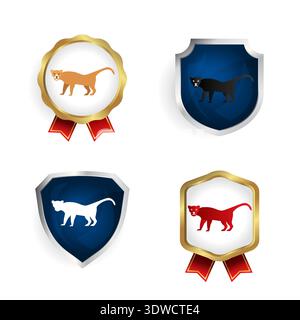 Abstract Flat Puma Animal Badge and Label Collection, can be used for business designs, presentation designs or any suitable designs. Stock Vector